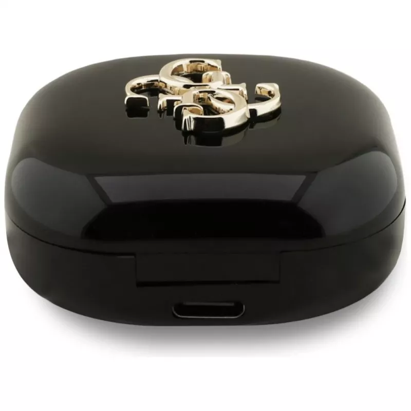 Guess 4G Metal Logo True Wireless Stereo Bluetooth Earbuds mit Ladecase (Schwarz)
