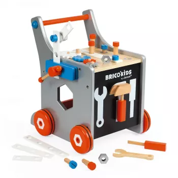 Janod Brico magnetischer Werkbankwagen mit Werkzeugen