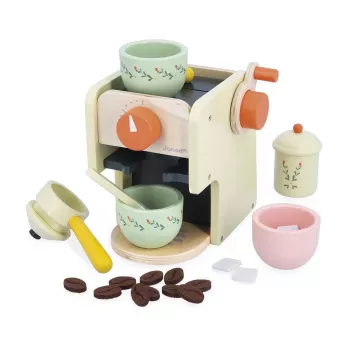 Janod Espressomaschine aus Holz mit Zubehör Shiny Grandma 3+