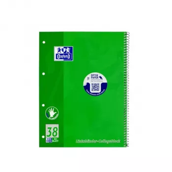 Oxford School A4+ College Block für Linkshänder, liniert, 90 Blatt, 180 Seiten, Doppelspirale, mikroperforiert, 4-fach gelocht, 90 g/m², Oxford Optik Papier, Umschlagfarbe sortiert