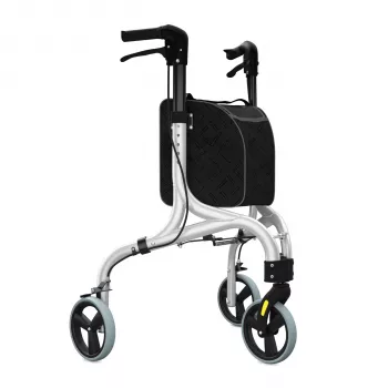 Weinberger Aluminium Rollator mit 3 Rädern - Silber/Grau, 100 kg Belastbarkeit, klappbar