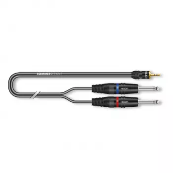 Sommer Cable SC-Onyx 2025 MKII Stereo-Splitkabel, 2 x 1 x 0,25 mm², 3,5-mm-Stereo-Miniklinkenstecker auf 2x 6,3-mm-Monoklinkenstecker, HICON, schwarz, 5 m (ON1W-0500-SW)