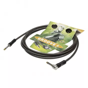 Sommer Cable SC-Spirit XXL Instrumentenkabel, 1 x 0,75 mm², 6,3-mm-Monoklinkenstecker auf 6,3-mm-Monoklinkenstecker 90° (NOISEFREE), HICON, schwarz-transparent, 3 m (SX3C-0300)