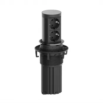 Bachmann ELEVATOR2 2x Schuko Steckdosen Tisch-Strommodul Edelstahl-Optik 2m Kabel