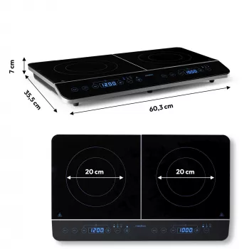 MEDION LIFE Doppel-Induktionskochfeld MD 15324 (Schwarz, 3500 Watt, 2x Ø 20 cm)