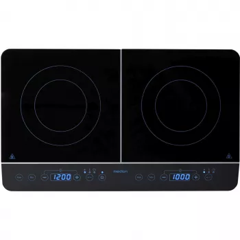 MEDION LIFE Doppel-Induktionskochfeld MD 15324 (Schwarz, 3500 Watt, 2x Ø 20 cm)
