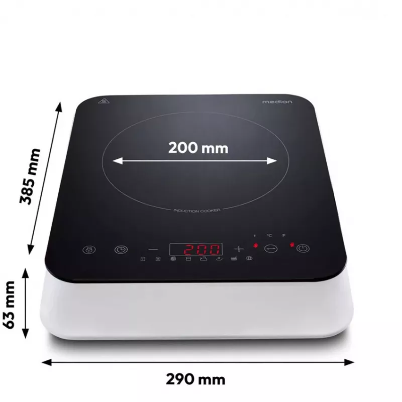 MEDION LIFE Induktionskochfeld MD 18490 (Schwarz/Weiß, 2000 Watt)