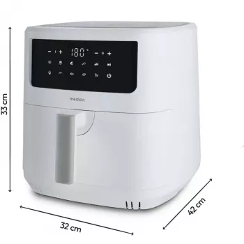 MEDION Air Fryer Life MD 11750 P10 XL (Mattweiß, 2150 W, 6,8 L Korb)