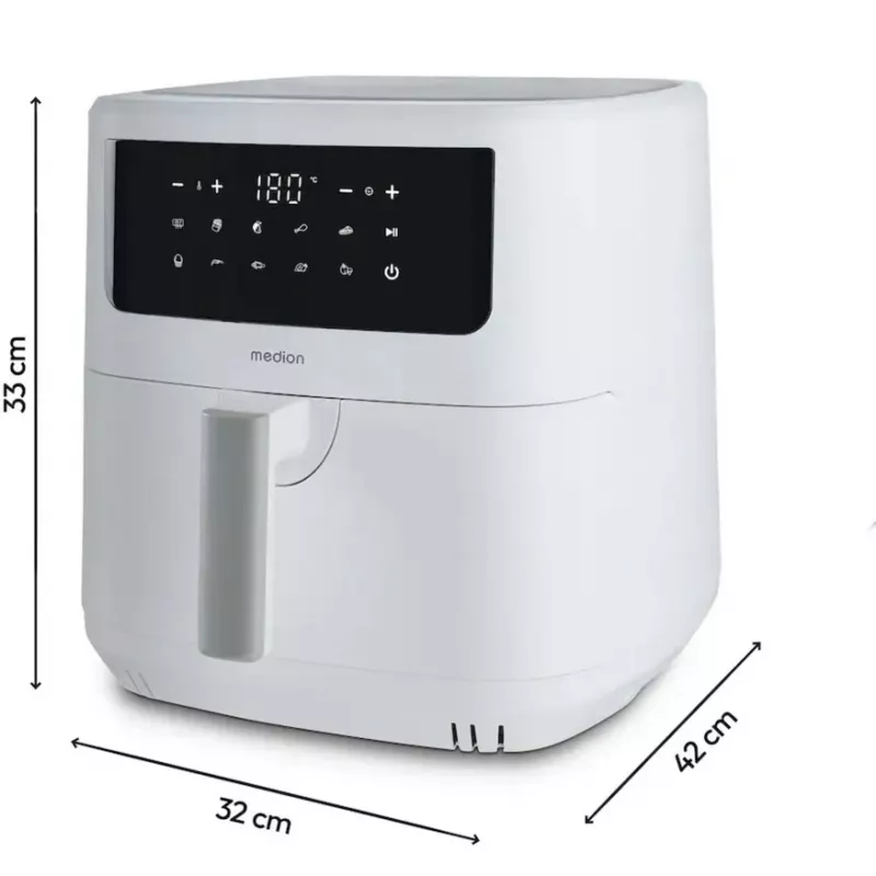 MEDION Air Fryer Life MD 11750 P10 XL (Mattweiß, 2150 W, 6,8 L Korb)