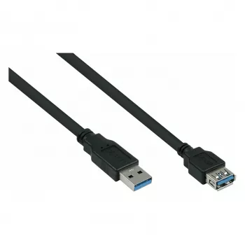 KABELMEISTER USB 3.0 Verlängerungskabel, Typ A Stecker auf Buchse, 0,5 m, Schwarz