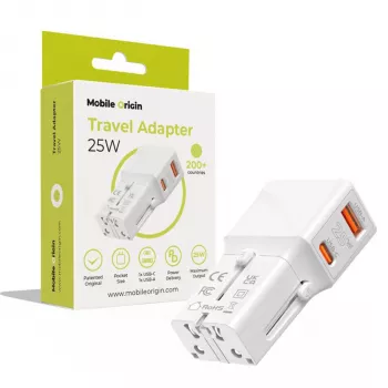 Mobile Origin Reiseadapter 25W EU/US/UK/AU, Weiß