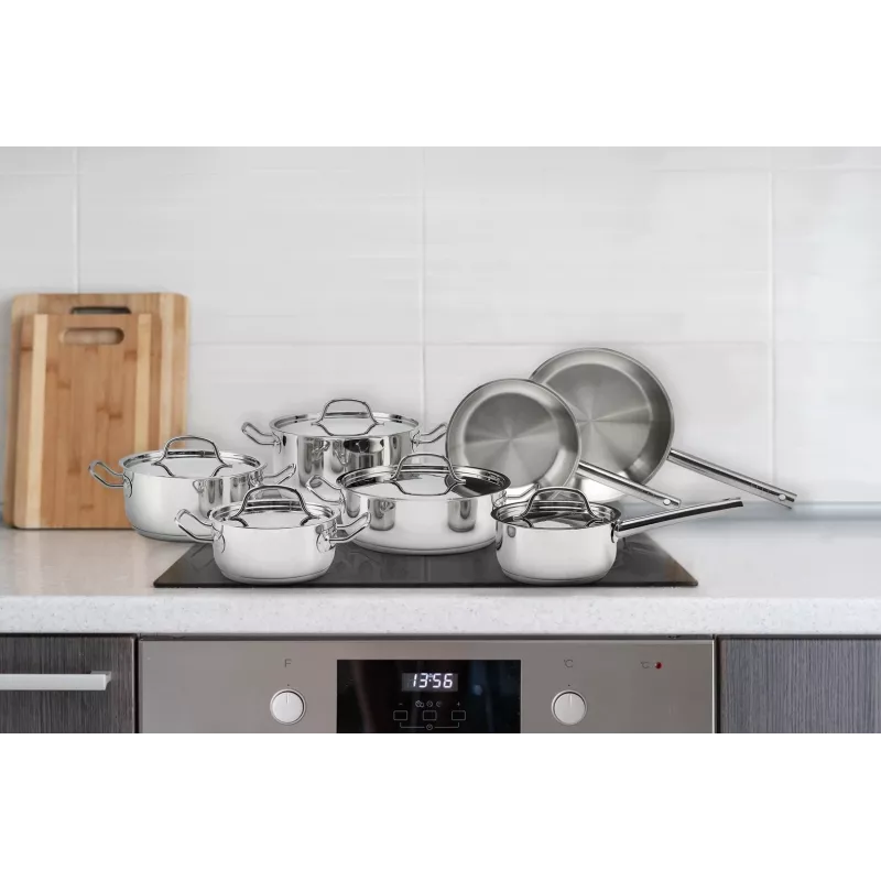 ELLE Home Edelstahl 12-teiliges Topf- und Pfannenset ECCS200412A