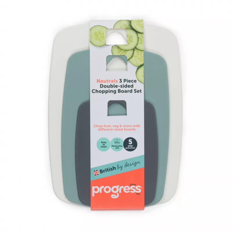 Progress BW13976G Neutrals 3-teiliges doppelseitiges Schneidebrett-Set