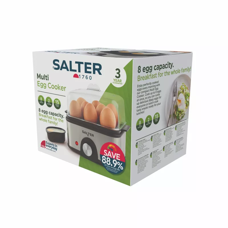 Salter EK6213VDE Multil Eierkocher - 7 Eier Kapazität, 350W, Schwarz/Silber