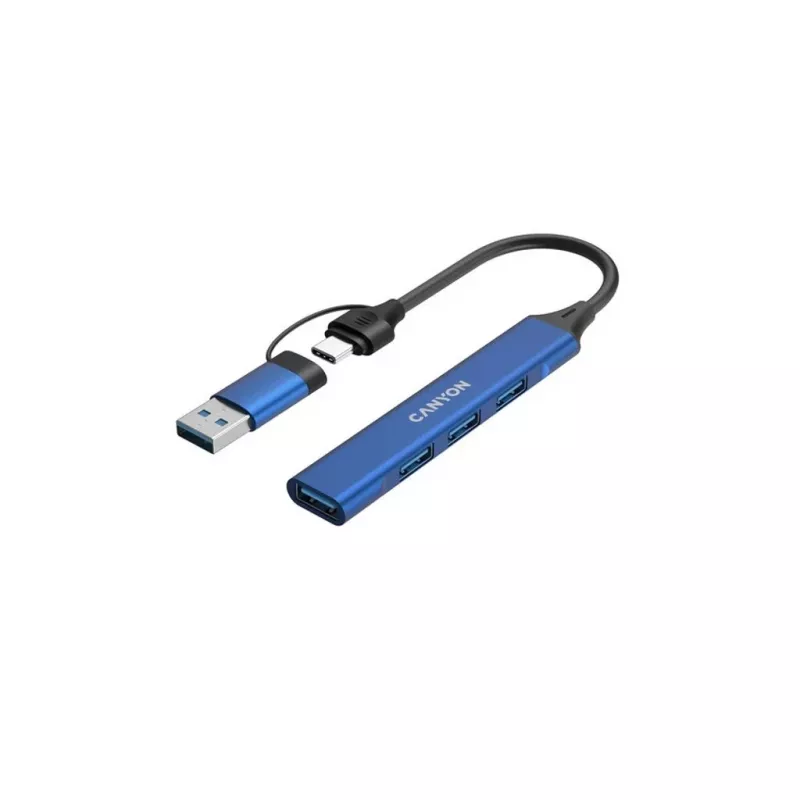 CANYON DS-02 4-in-1 USB-A/C Hub Blau