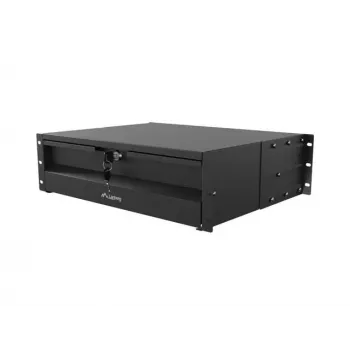LANBERG 19-Zoll 3U festes Regal 360mm Tiefe Schwarz 90kg Tragfähigkeit 4-Punkt-Montage