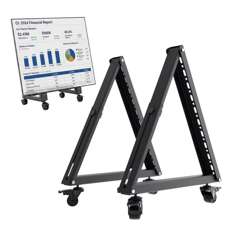 Maclean MC-183 Mobiler TV-Bodenständer/Trolley, 37-80 inch, VESA 800x400, 75 kg, feststellbare Rollen, Schwarz