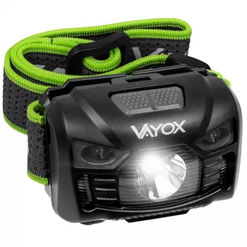 VAYOX VA0020 Akku-Stirnlampe, 170 lm, Bewegungssensor, 1200 mAh, USB-C, IP66, schwarz