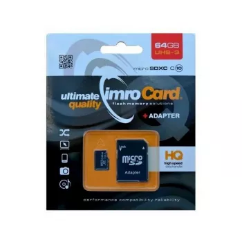 Imro microSDXC 64GB Speicherkarte + SD-Adapter UHS-I U3 V30