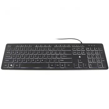 Accura Artesia ACC-K1408 Hinterleuchtete kabelgebundene USB-Membrantastatur, Full-Size QWERTY, mehrfarbige LED, Schwarz