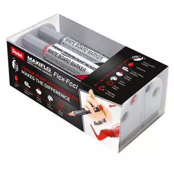 Pentel Maxiflo Flex-Feel Whiteboard Marker Set, gemischte Farben, 2,0 - 5,0 mm, 4 Stück