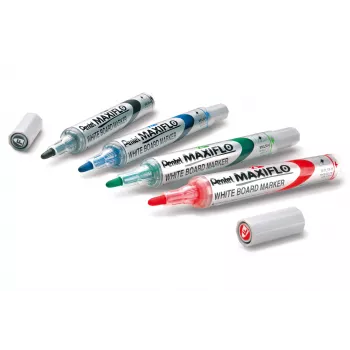 Pentel Maxiflo Flex-Feel Whiteboard Marker Set, gemischte Farben, 2,0 - 5,0 mm, 4 Stück