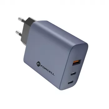 FORCELL F-ENERGY GaN VT-42B Wandladegerät 2x USB-C + USB-A PD QC4.0 4A 65W Grau