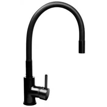 PYRAMIS LEFKADA Küchenspülen-Set (68x44) 1 Becken 1 Abtropffläche Schwarz + Flessi Black Edision Armatur - 070 260 611F