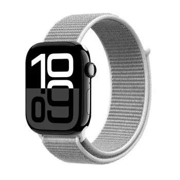Crong Nylon Sport Armband für Apple Watch 44/45/46/49 mm (Silbergrau)