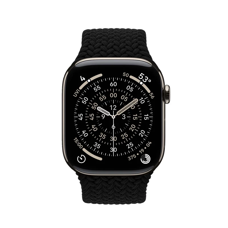 Crong Wave Band Geflochtenes Nylon-Armband für Apple Watch 44/45/46/49 mm (Schwarz)