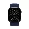 Crong Wave Band Geflochtenes Nylon Solo Loop für Apple Watch 44/45/46/49 mm (Navy Blue)