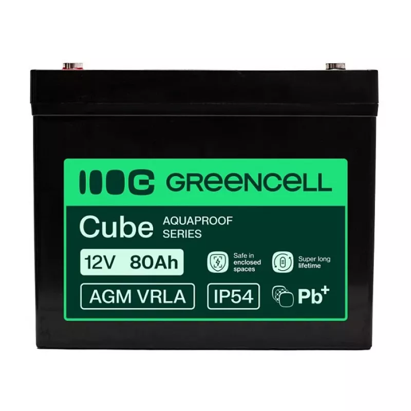GREEN CELL Greencell AGM VRLA 12V 80Ah Wartungsfreie Batterie für USV, Waagen, Wohnmobile (260x168x216mm)