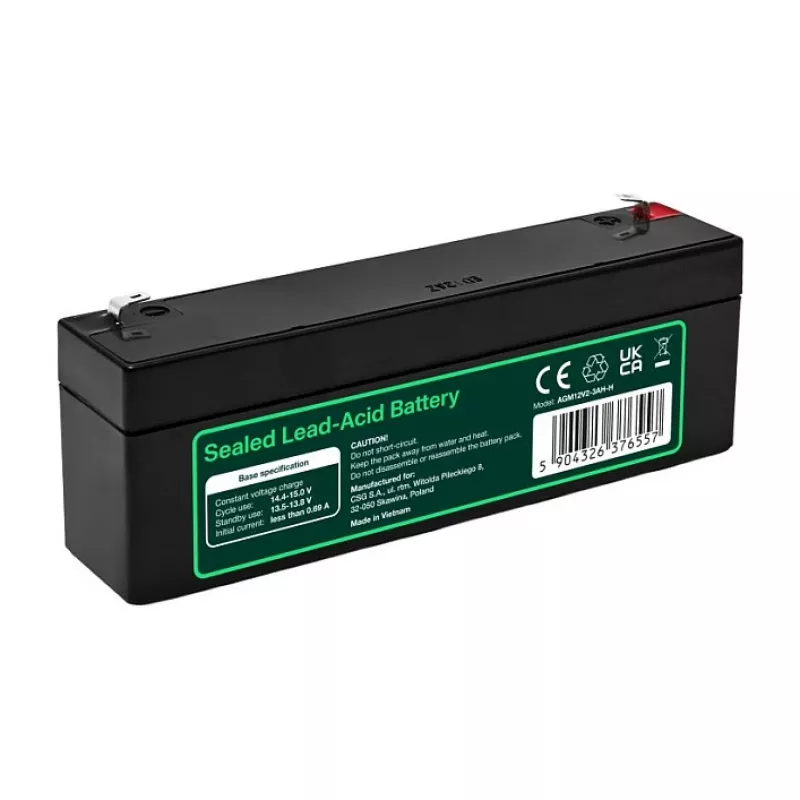 Greencell AGM VRLA 12V 2,5Ah Wartungsfreie Batterie für Registrierkassen, Spielzeug (178x36x66mm)
