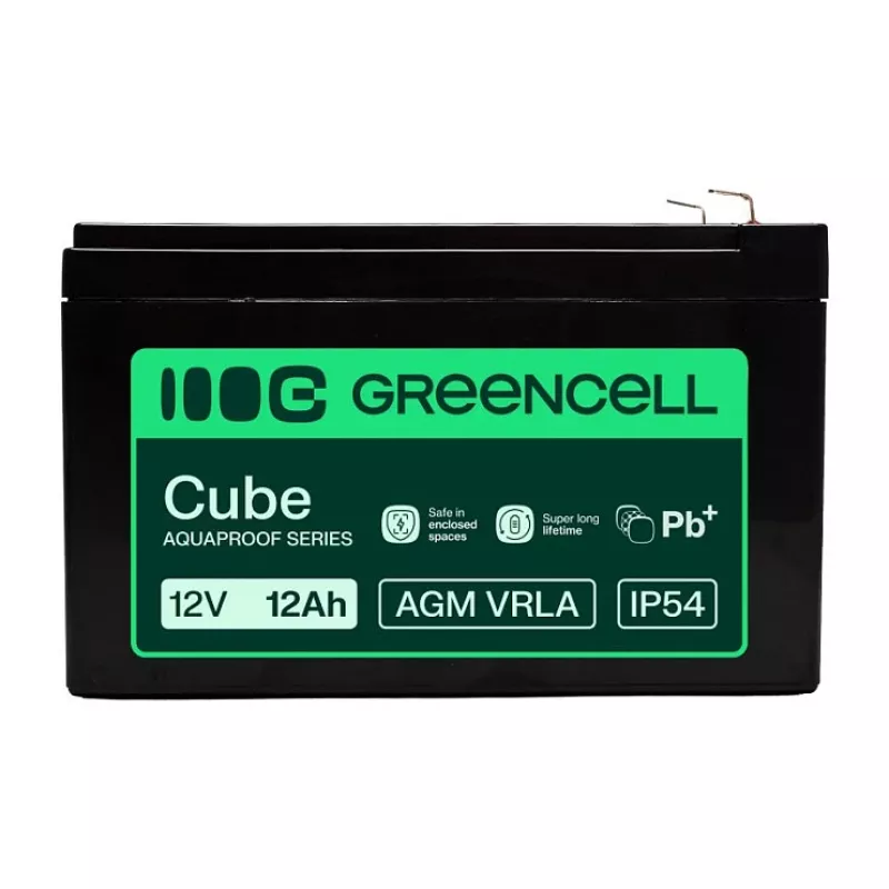 Greencell AGM VRLA 12V 12Ah Wartungsfreie Batterie für Registrierkassen, Spielzeug, Kameras (151x98,5x95mm)