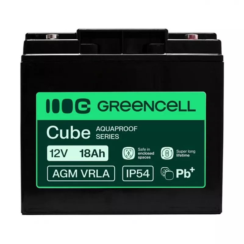 Greencell AGM VRLA 12V 18Ah wartungsfreie Batterie für Registrierkassen, Spielzeug, Kameras (181x77x167mm)