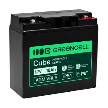 Greencell AGM VRLA 12V 18Ah wartungsfreie Batterie für Registrierkassen, Spielzeug, Kameras (181x77x167mm)