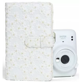 LOVEINSTANT Fotoalbum für Fujifilm Instax Mini / Xiaomi / Polaroid / Canon / HP / Kodak - Weiß bestickt