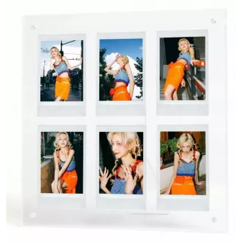 LOVEINSTANT Standbilderrahmen für 6 Fotos, kompatibel mit Fujifilm Instax Mini / Xiaomi / Polaroid / Canon / HP / Kodak - Zink / Transparent