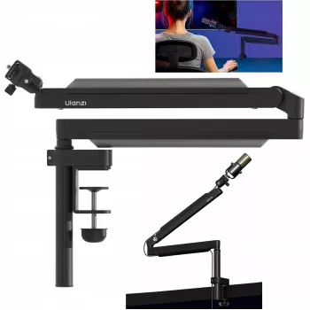 ULANZI ZJ05 Mikrofon-Gelenkarmständer mit Tischklemme, 690 mm Reichweite, Schwarz