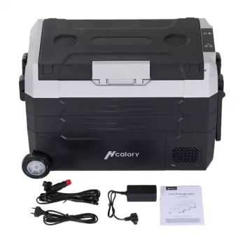 HCALORY D55M+ Car Cooler mit Bluetooth, 55L, Kompressor, -20°C bis +20°C, DC 12V/24V, AC 100-240V, Schwarz