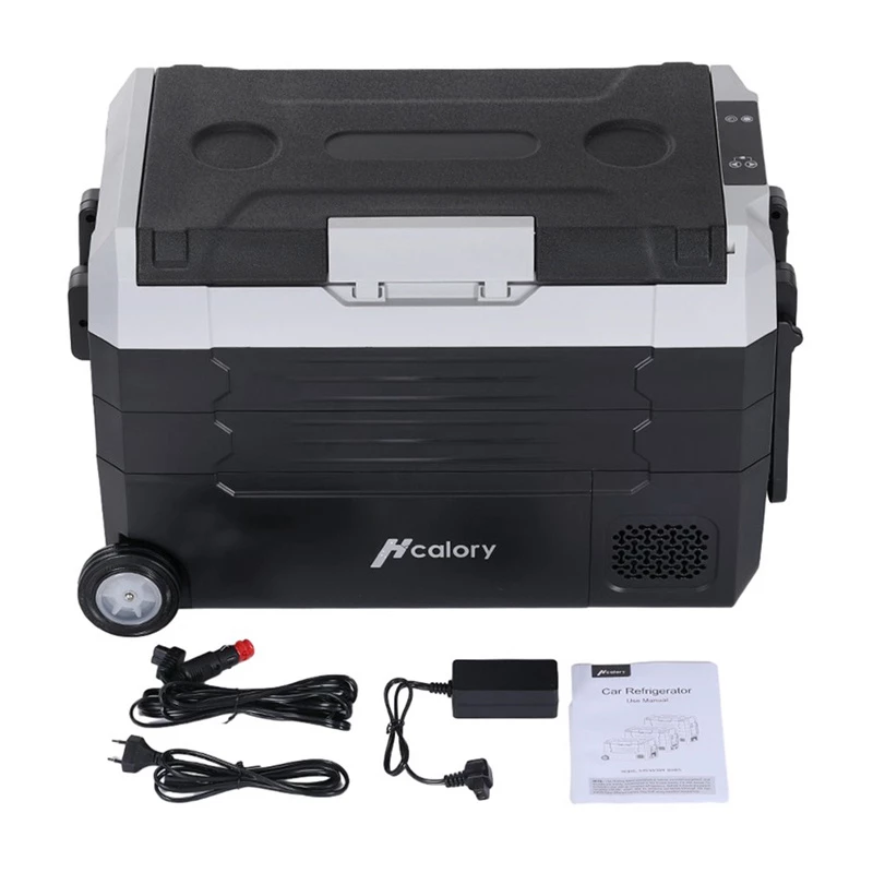 HCALORY D55M+ Car Cooler mit Bluetooth, 55L, Kompressor, -20°C bis +20°C, DC 12V/24V, AC 100-240V, Schwarz