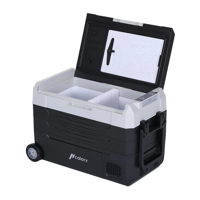 HCALORY D55M+ Car Cooler mit Bluetooth, 55L, Kompressor, -20°C bis +20°C, DC 12V/24V, AC 100-240V, Schwarz