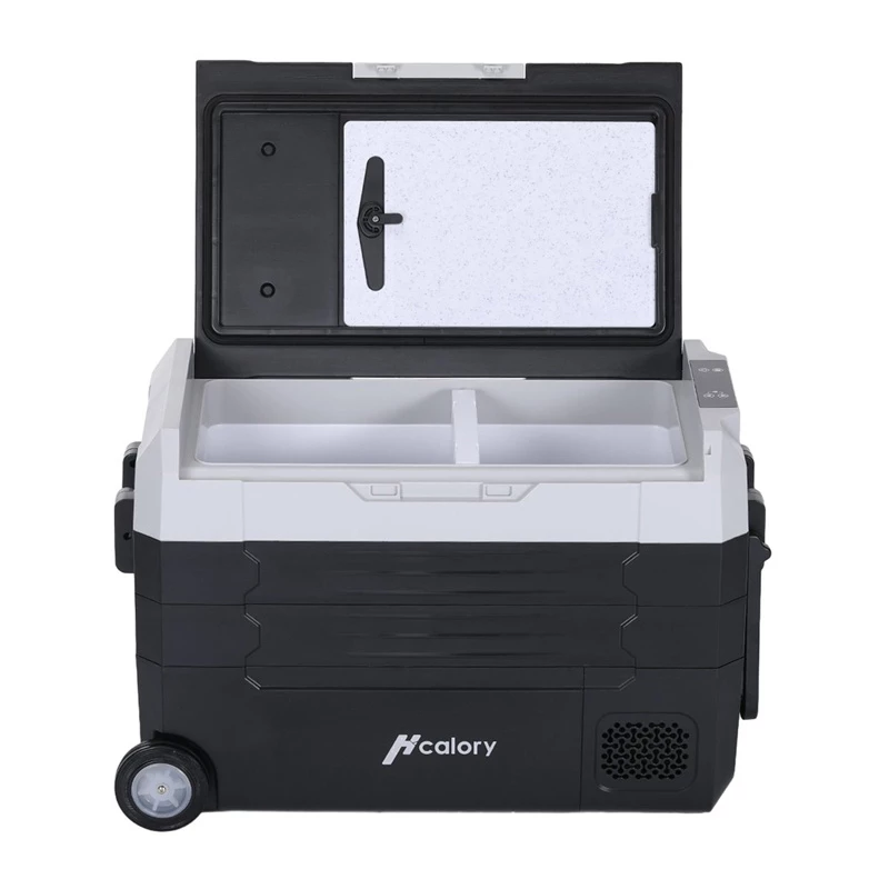 HCALORY D55M+ Car Cooler mit Bluetooth, 55L, Kompressor, -20°C bis +20°C, DC 12V/24V, AC 100-240V, Schwarz