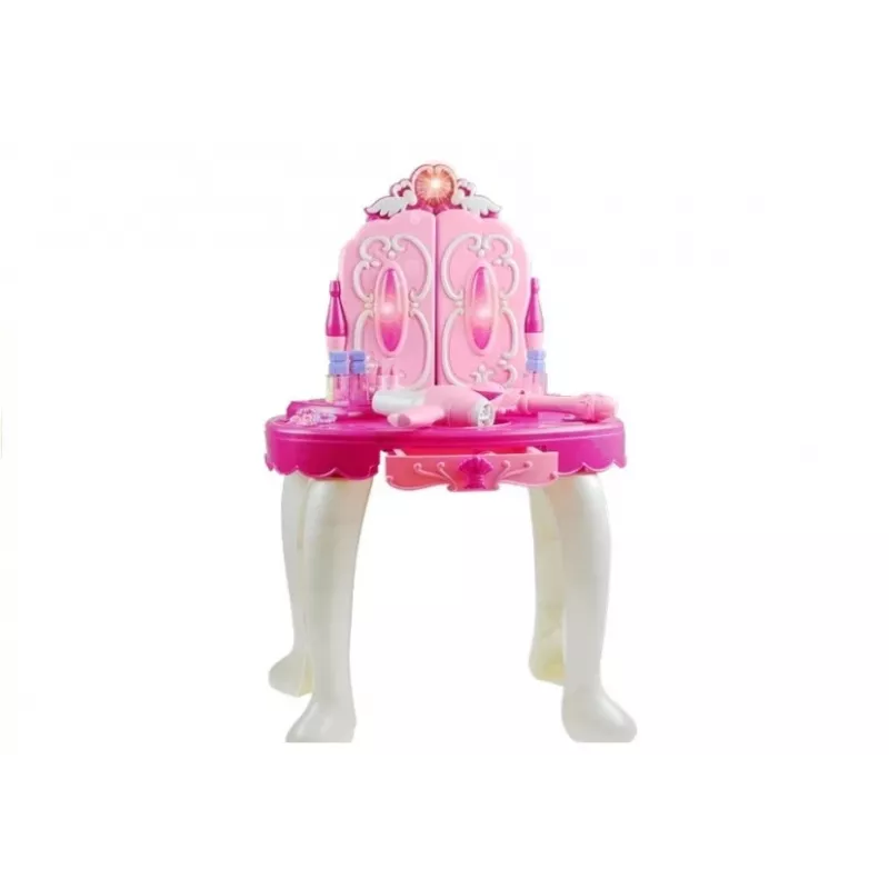 LEAN TOYS Schminktisch mit Licht & Sound, Hocker, MP3-Eingang, Magie
