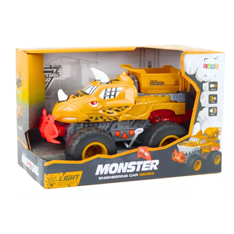 LEAN TOYS Off-road Car Dinosaur Friction Drive Dump Truck Orange
