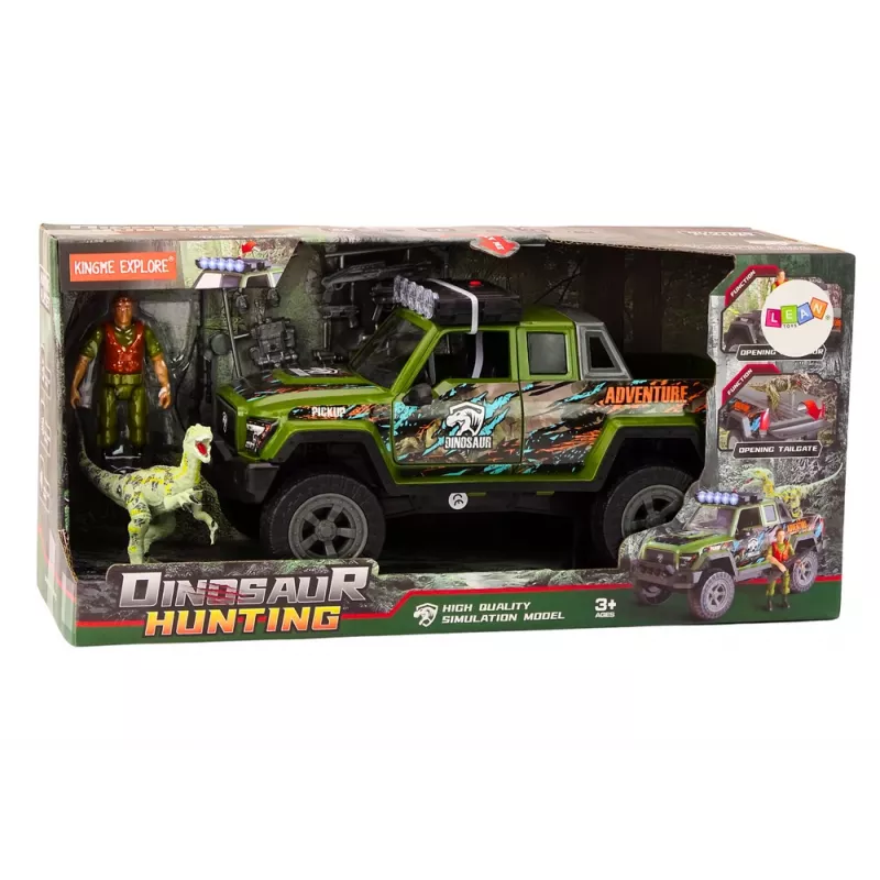 LEAN TOYS Off-Road Jagdwagen Hunter Dinosaurier Lichter Geräusche Grün