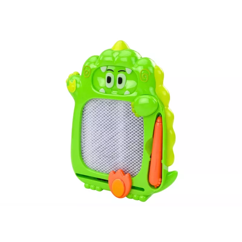 LEAN TOYS Zeichentafel Taschenspiel 2in1 Grün Dinosaurier