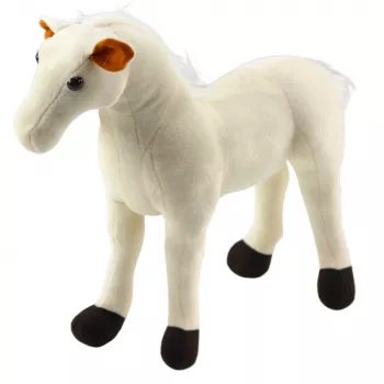 LEAN TOYS Plüschpferd Plüschtier Maskottchen Kuscheltier Weiß 40cm x 37cm