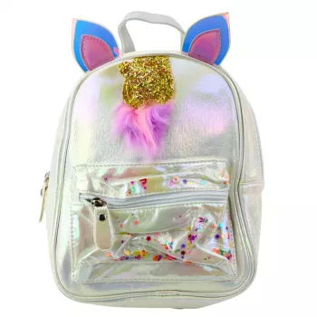 LEAN Kinderrucksack mit Einhornhorn und beweglichem Konfetti Perle 25cm 4,5L
