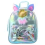 LEAN Kinder-Rucksack mit Einhorn-Horn und bewegtem Konfetti Blau 25cm 4,5L